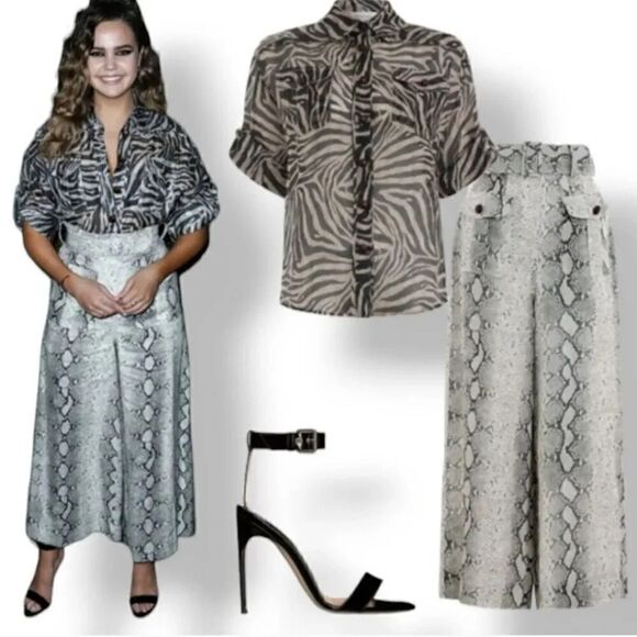 Zimmermann Corsage Safari Linen Silk Blend Animal Print Top Size 0/ US Size 4 - Picture 15 of 15